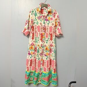 100% Cotton light weight Zara Multicolor Long Sleeve shirt Dress